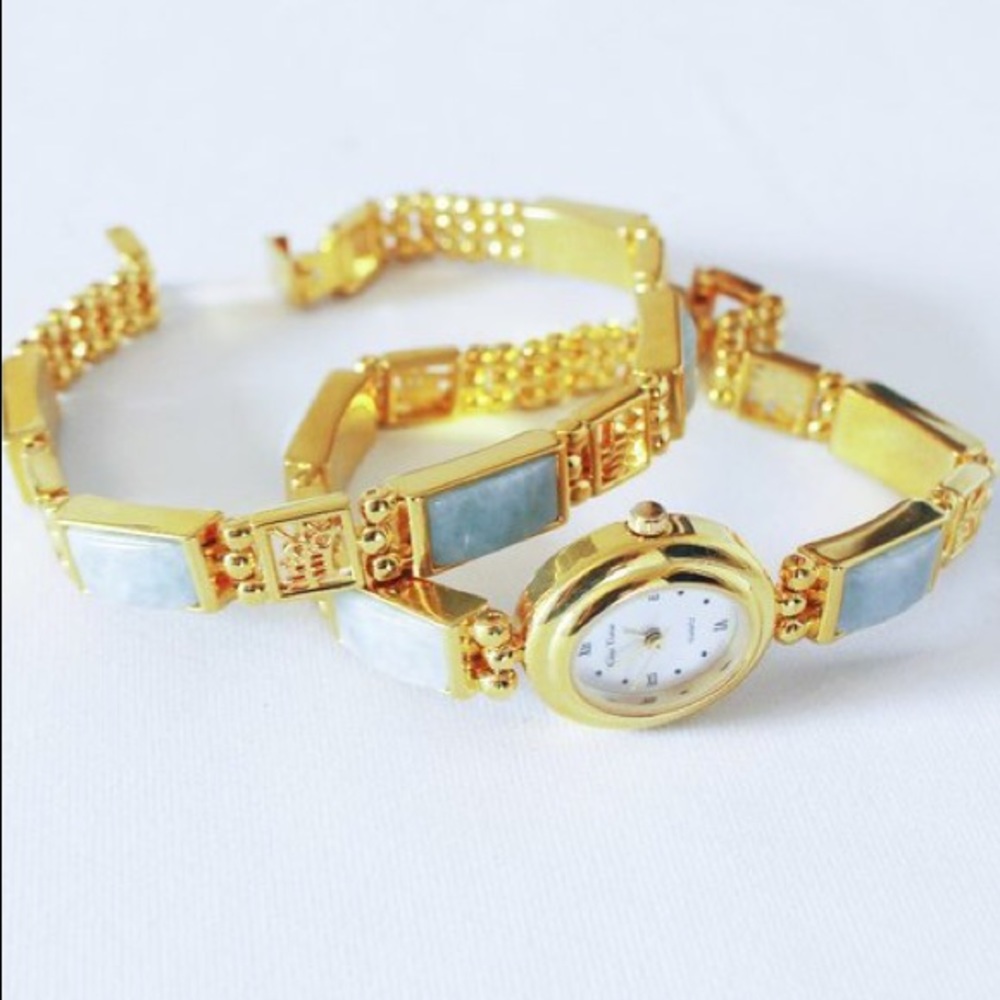Gem Time Jade Watch and Bracelet Set